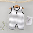 Sleeveless Cotton Baby Romper – Striped Summer Outfit Black