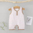 Sleeveless Cotton Baby Romper – Striped Summer Outfit Coffee