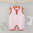 Sleeveless Cotton Baby Romper – Striped Summer Outfit Red