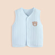 Soft Cotton Quilted Baby Vest with Bear Patch – Winter Warm Blue
