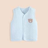 Soft Cotton Quilted Baby Vest with Bear Patch – Winter Warm Blue