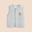 Soft Cotton Quilted Baby Vest with Bear Patch – Winter Warm Gray