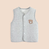 Soft Cotton Quilted Baby Vest with Bear Patch – Winter Warm Gray