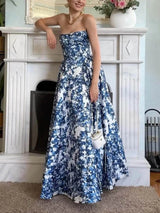 Strapless Printed Elegance Maxi Dress 3