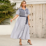 Striped Belted Shirt Maxi Dress 2