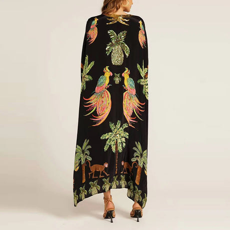 Tropical Drop Shoulder Coconut Print Dress 1