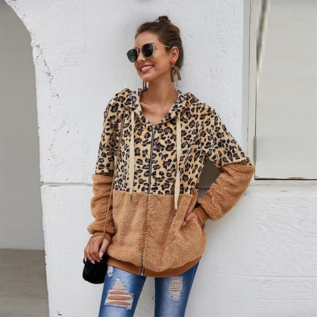 Uma Half-Zip Leopard Hoodie
