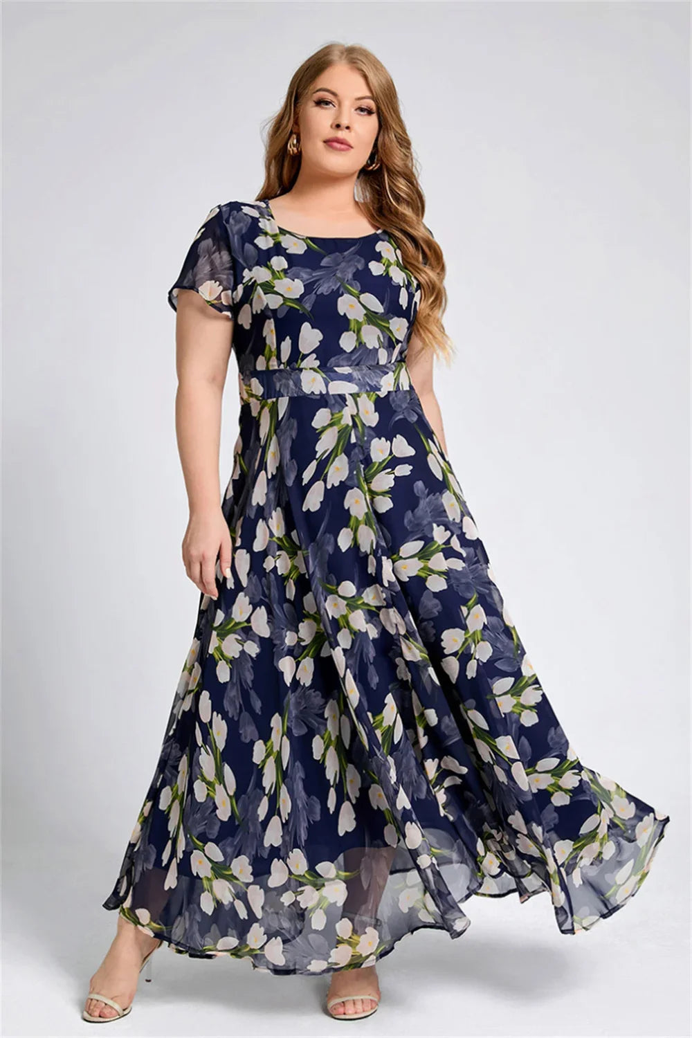 Vintage Floral Chiffon Dress