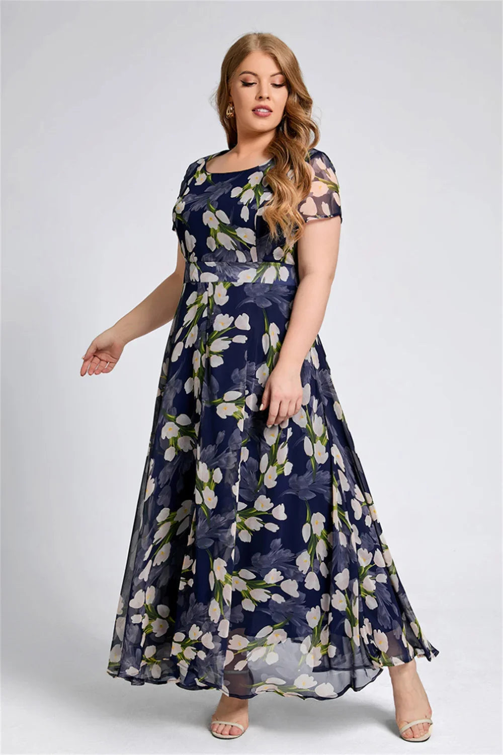 Vintage Floral Chiffon Dress 1