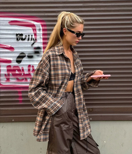 Vintage Plaid Long Sleeve Shirt