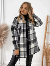 Women's Long Sleeve Plaid Wool Shirt Jacket 2