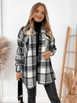 Women's Long Sleeve Plaid Wool Shirt Jacket 3