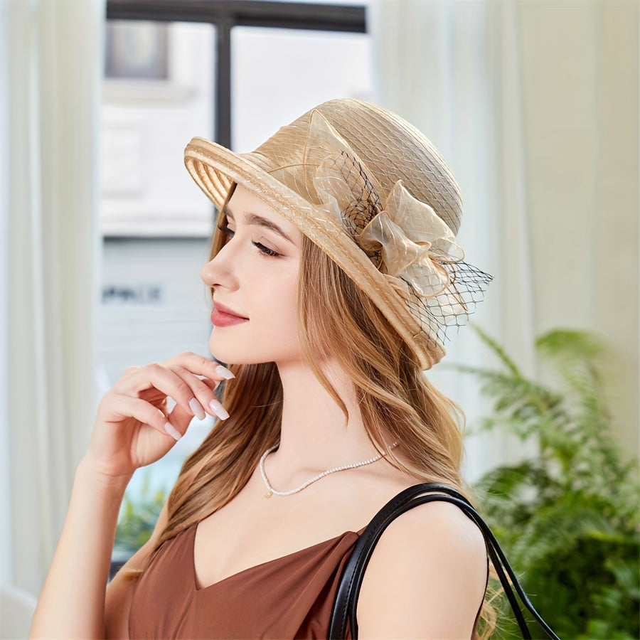 Elegant Organza Wide Brim Hat Workoutry
