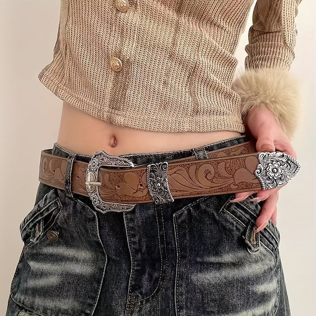 Wide PU Leather Belt – Punk Cowgirl Style Workoutry