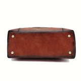 Handcrafted Embossed Leather Tote – Retro Style Workoutry
