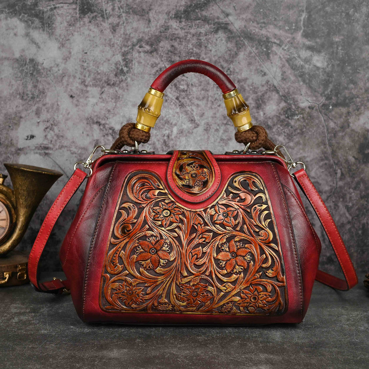 Handcrafted Vintage Embossed Leather Bag Workoutry