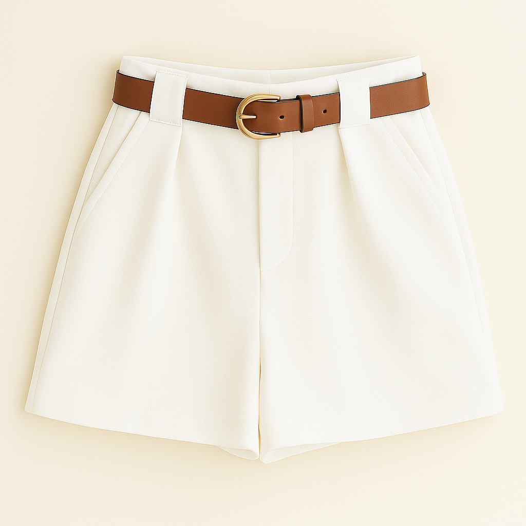 Elegant High Waist Belted Summer Shorts