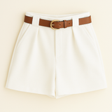 Elegant High Waist Belted Summer Shorts