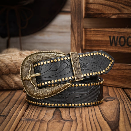 Western PU Leather Belt – Cowboy Style Workoutry