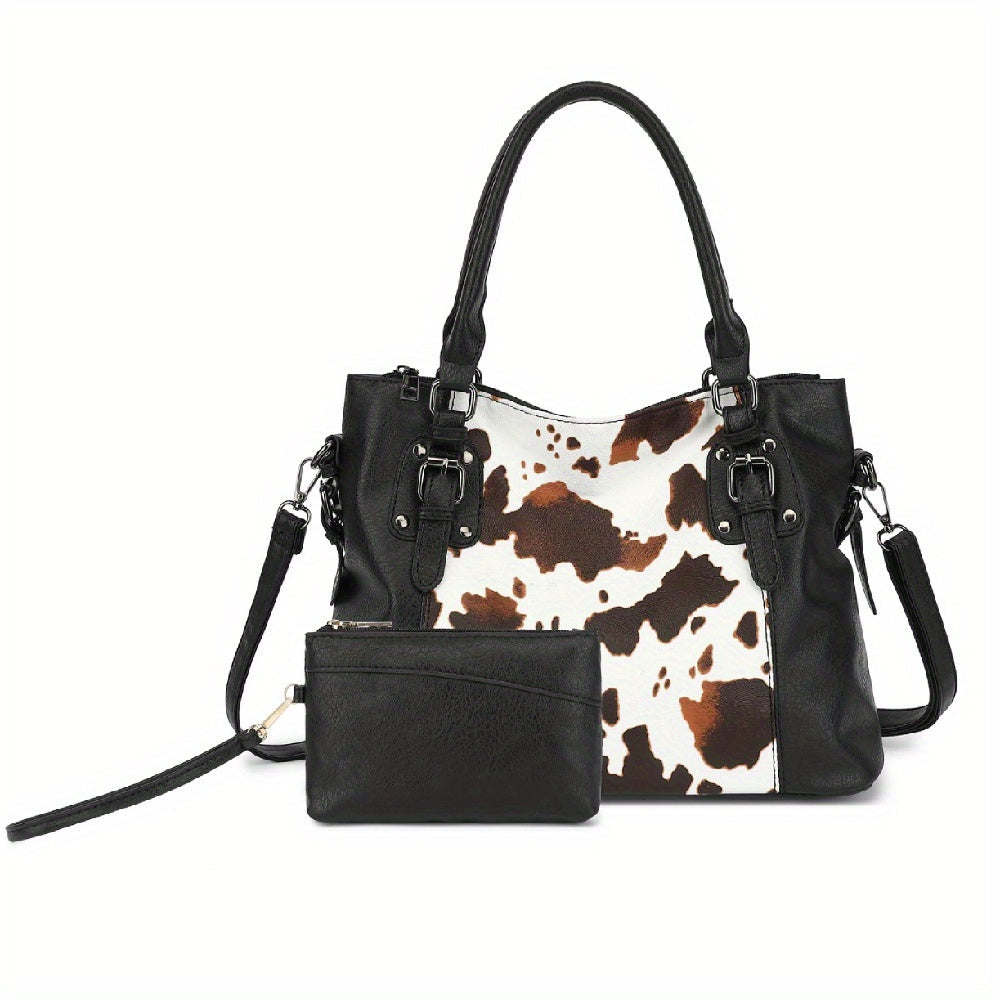 Cow Print Tote Bag – Multi-Pocket Design Workoutry