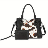 Cow Print Tote Bag – Multi-Pocket Design Workoutry