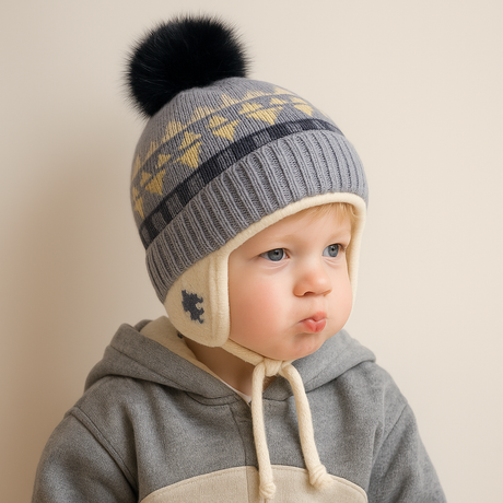 Cute Winter Hat with Pom & Smile Lining Bianca Australia