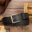 Floral Embossed PU Belt – Classic Pin Buckle Workoutry