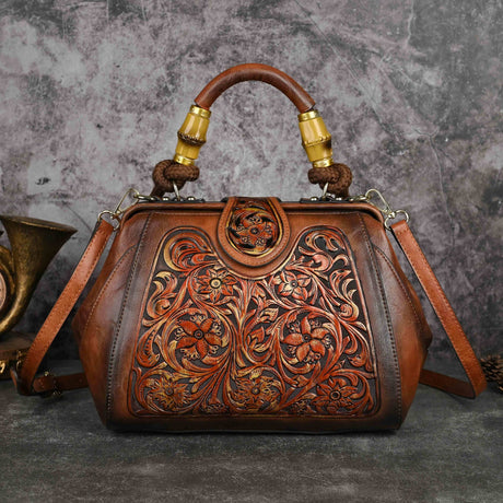 Handcrafted Vintage Embossed Leather Bag Workoutry
