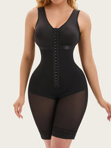 Woman wearing full bodysuit shapewear black front view