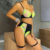 Sheer Peach Embroidered Bralette Set – Side angle featuring mesh fabric and floral embroidery